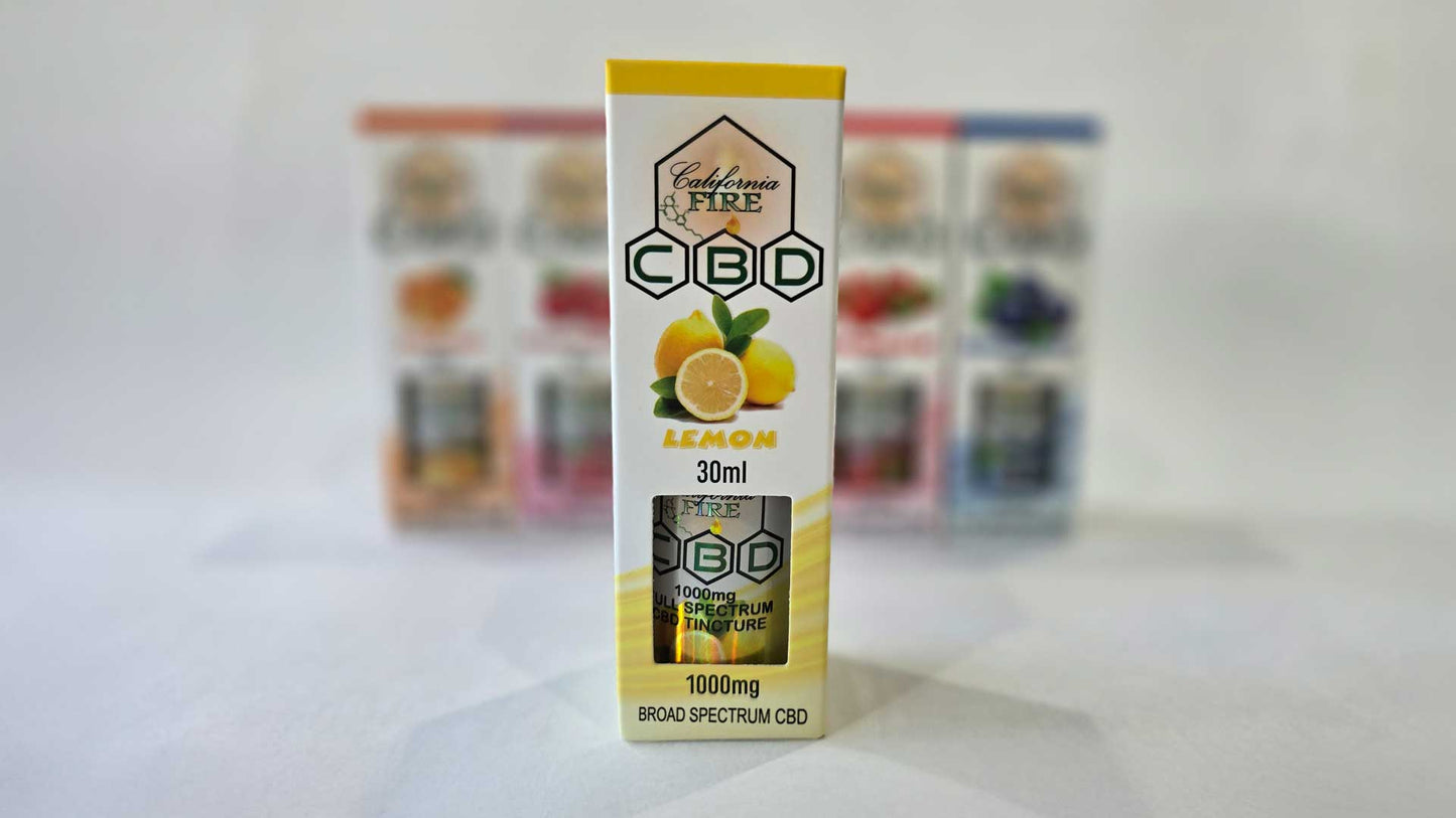 1000mg Broad-Spectrum Lemon Tincture by California-Fire, CBD, Broad Spectrum CBD, 1000mg CBD, feel better, play better, hemp plant, muscles or joints pain relief,